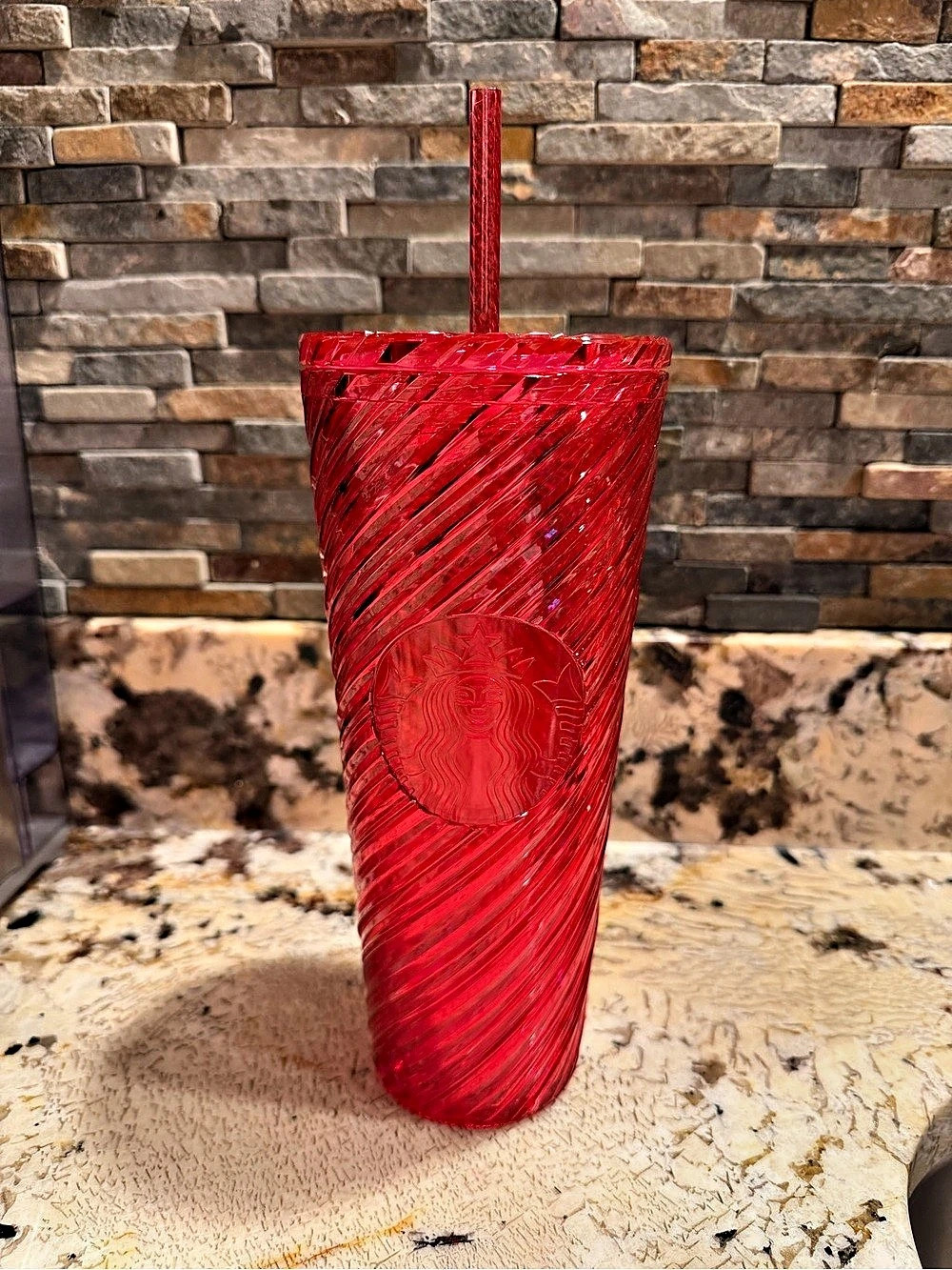 Starbucks Red Swirl Stripe Venti Tumbler Red